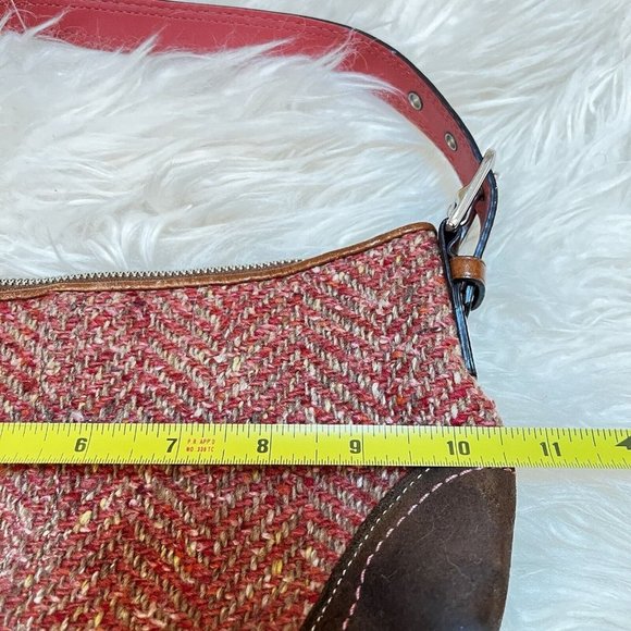 Vintage Y2k Coach Hamptons Herringbone Wool Tweed Baguette Hand Bag - Picture 10 of 10